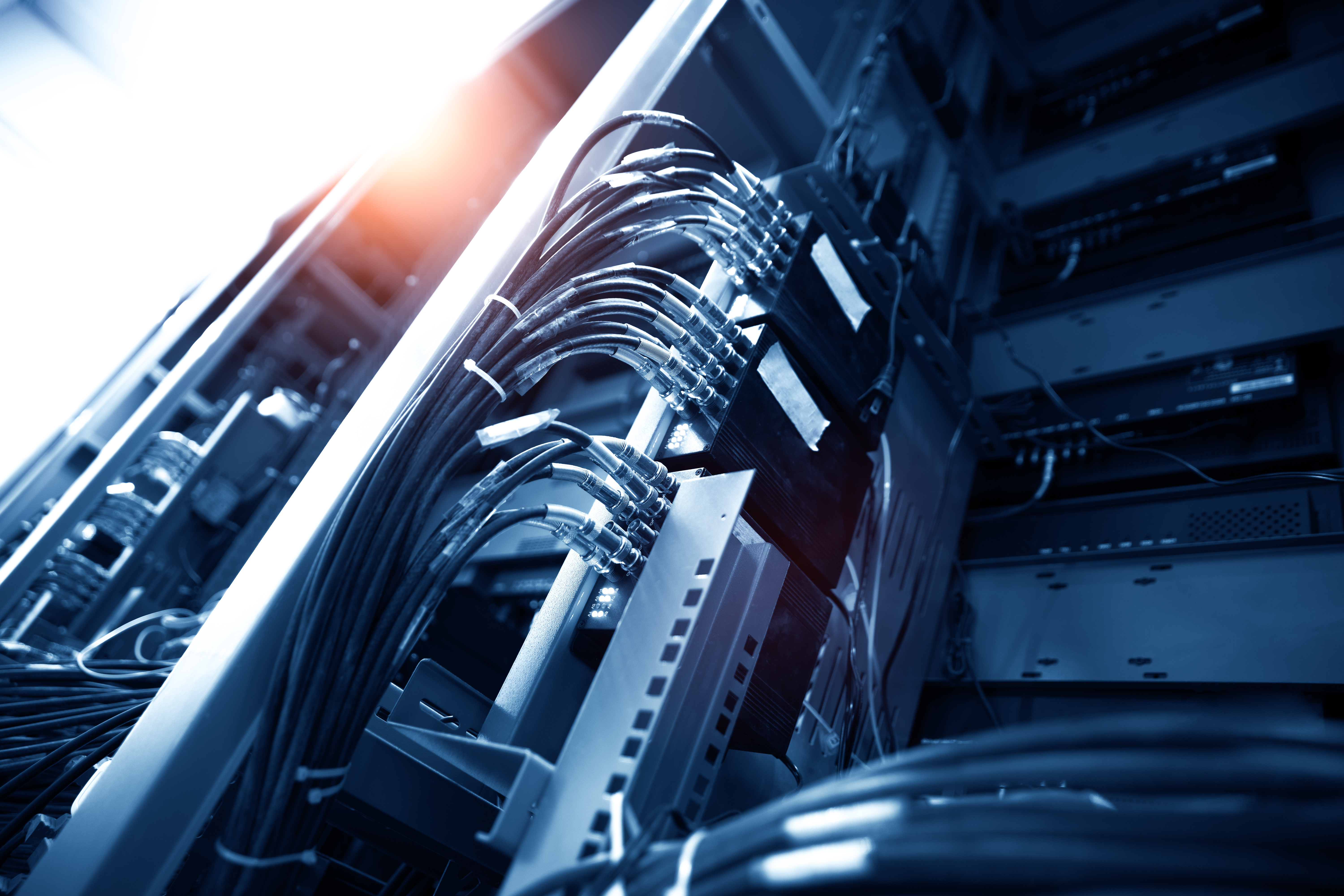 Network panel, switch and cable in data center