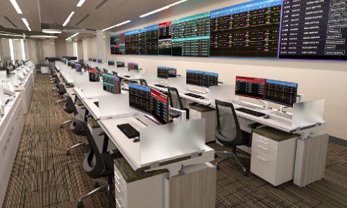 rendering of console furniture in operations center