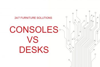 a poster that says consoles vs desks on it