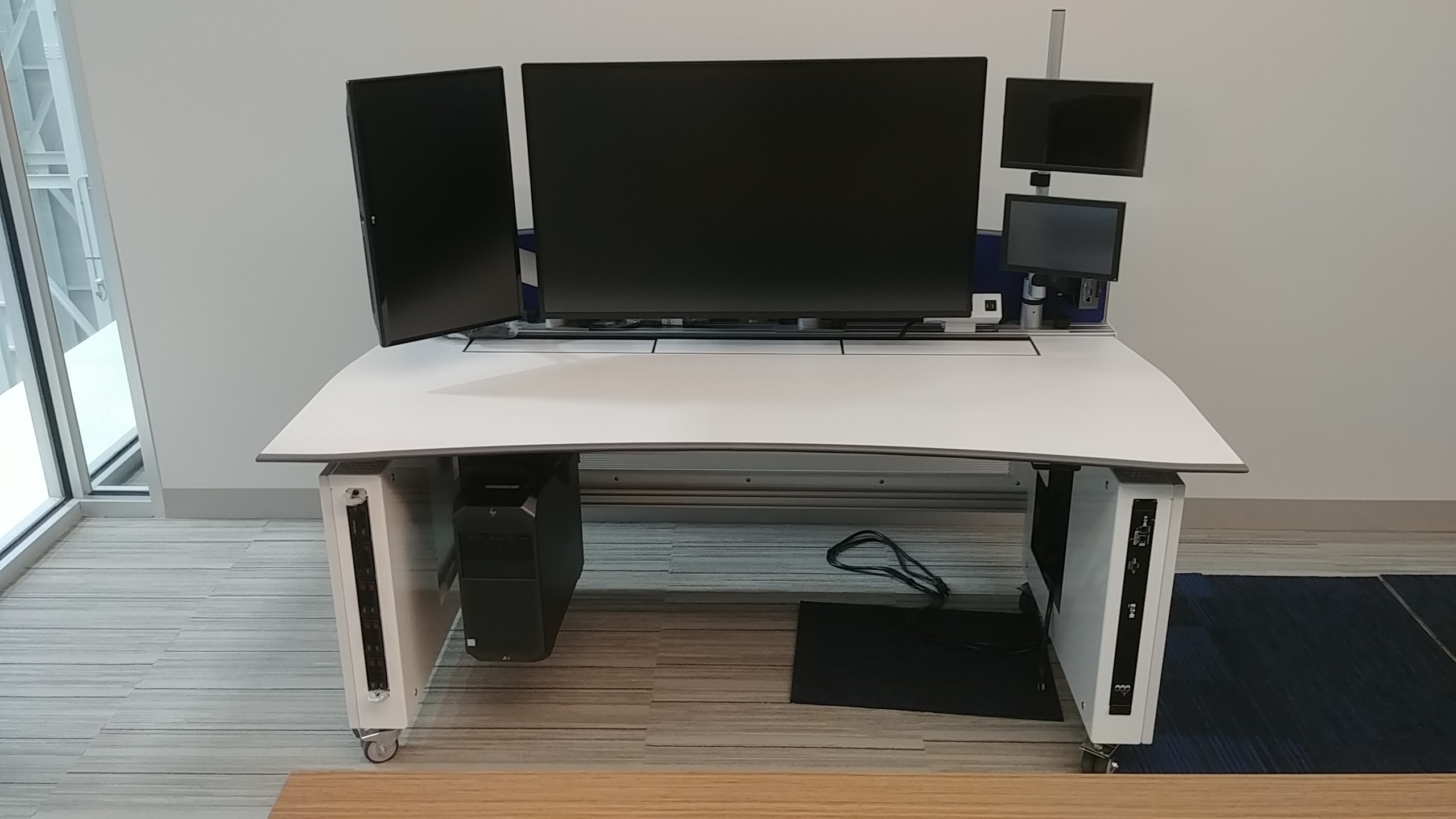 console with custom equipment storage 