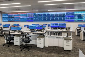 Hospital Operations Center with video walls and consoles