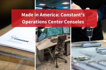 a collage of photos with the caption made in America constant 's operations center consoles