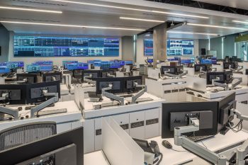 An Operations Center with video walls and consoles