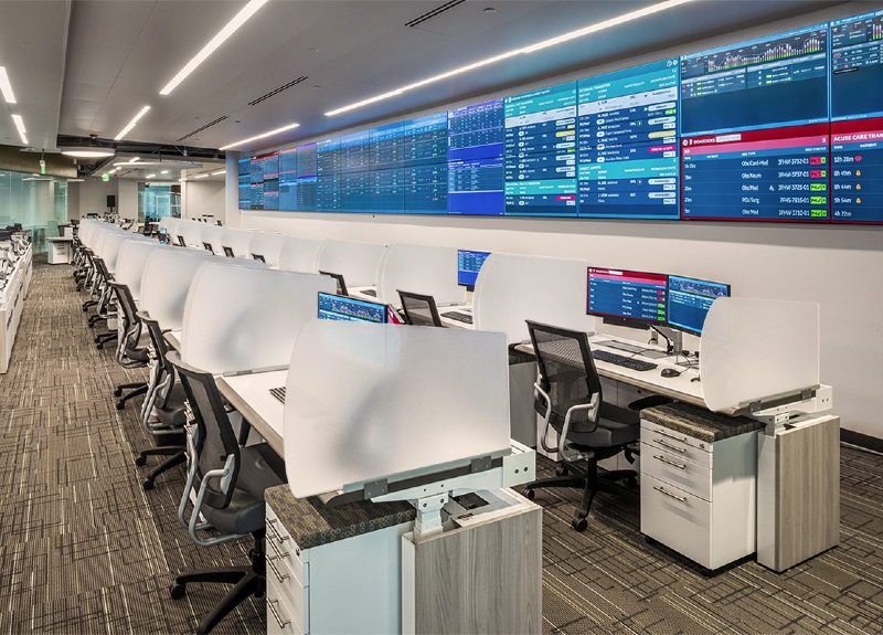 operations center consoles with acrylic partitions