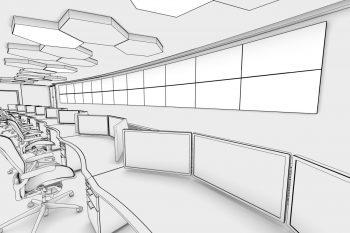 Video wall design blueprints in stencil