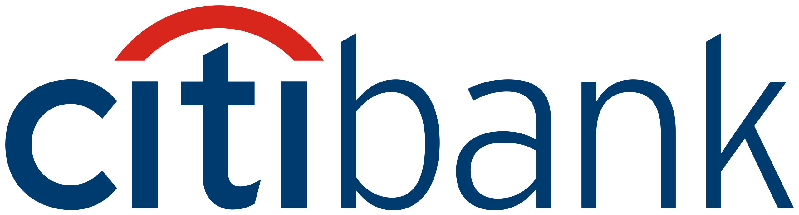Citibank logo with blue betters