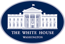 The White House Washington icon with white house and blue background